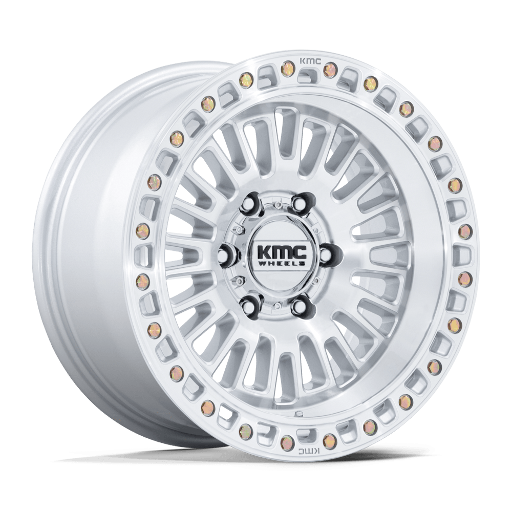 KMC Km554 Aztec 17X8.5 5X127 +0MM Gloss Silver W/ Machined Face