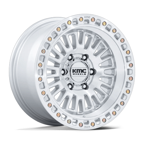 KMC Km554 Aztec 17X8.5 6X139.7 +25MM Gloss Silver W/ Machined Face