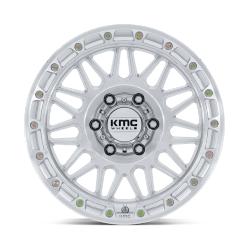 KMC Km555 Attack 17X8.5 6X114.3 +25MM Gloss Silver W/ Machined Face
