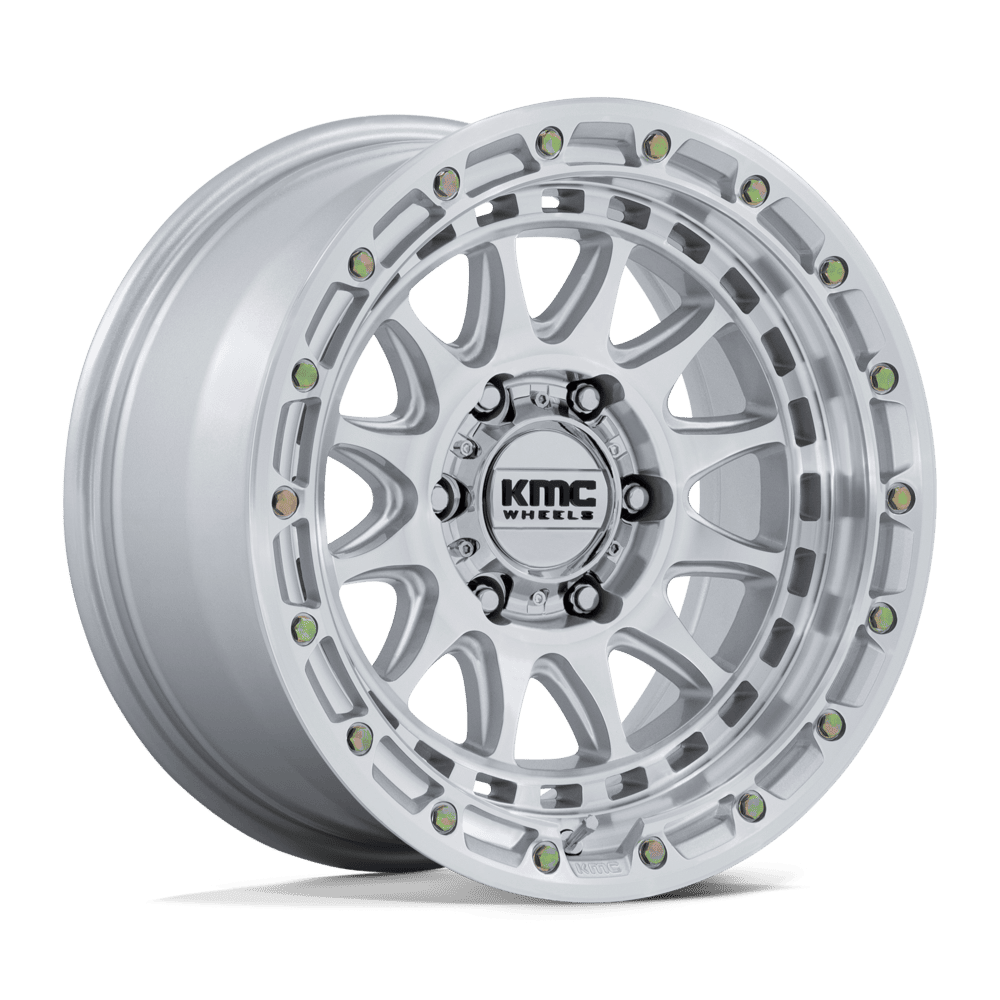 KMC Km556 Crux 17X8.5 6X139.7 +25MM Gloss Silver W/ Machined Face