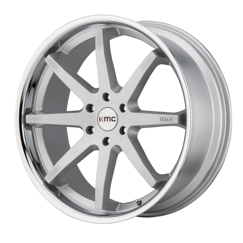 KMC Km715 Reverb 20X9 5X114.3 +30MM Brushed Silver W/ Chrome Lip