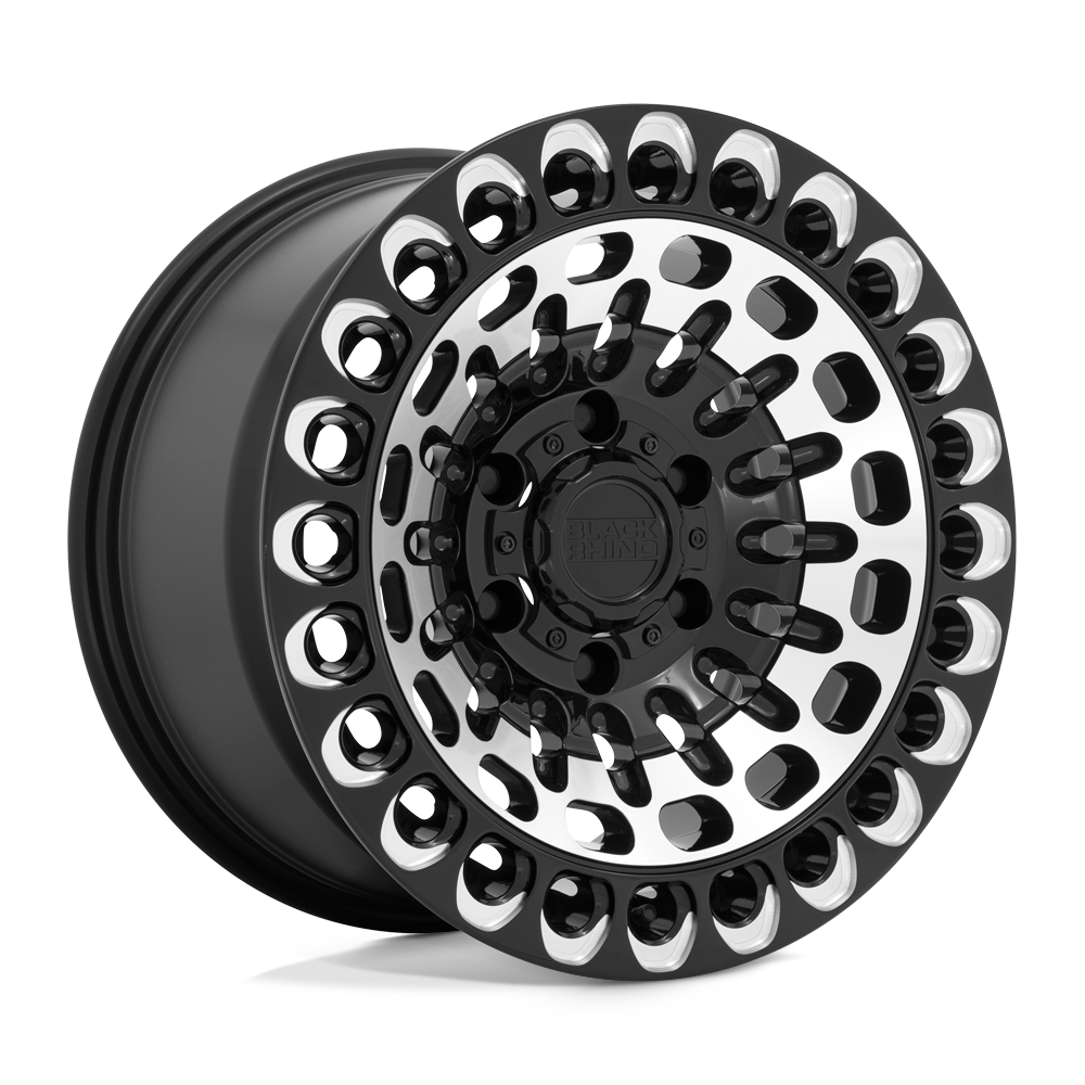 Black Rhino Hard Alloys Labyrinth 17X9.5 6X139.7 +12MM Gloss Black W Mach Face & Mill