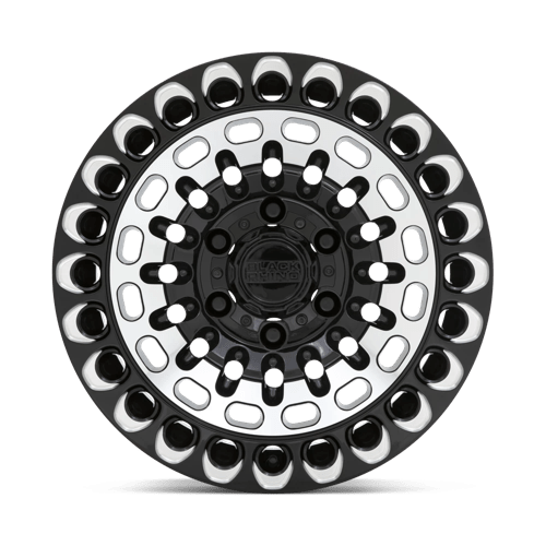 Black Rhino Hard Alloys Labyrinth 17X9.5 6X139.7 +12MM Gloss Black W Mach Face & Mill