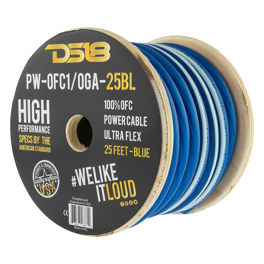 DS18 1/0-Gauge 25-Feet Silver - PW-OFC1/0GA-25SLV - detail view