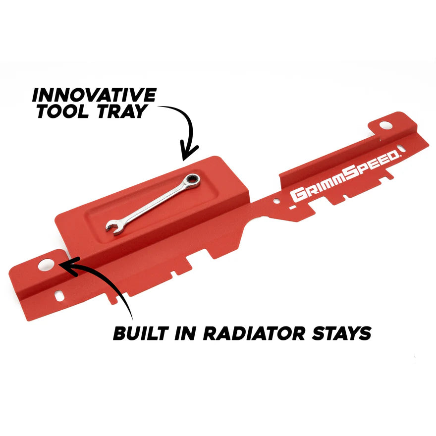 GrimmSpeed 05-09 Subaru Legacy/Outback Radiator Shroud w/Tool Tray - Textured Red - 096032