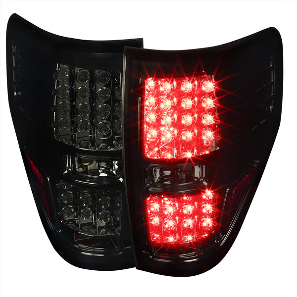 Spec-D Tuning - 2009-2014 Ford F-150 LED Tail Lights (Chrome Housing/Smoked Lens) - LT-F15009GLED-TM