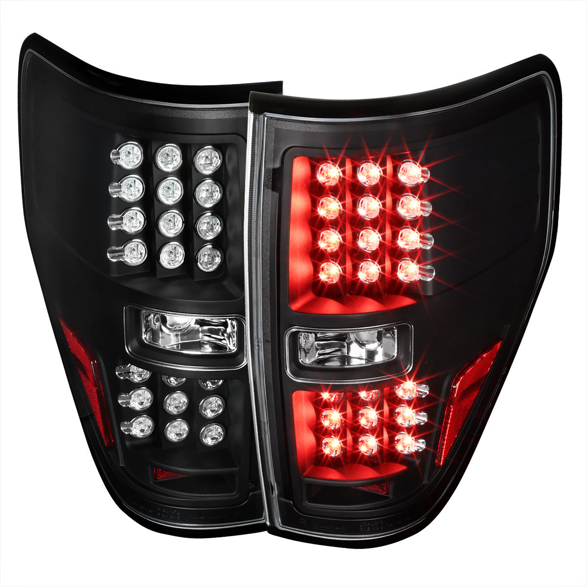 Spec-D Tuning - 2009-2014 Ford F-150 LED Tail Lights (Matte Black Housing/Clear Lens) - LT-F15009JMLED-TM
