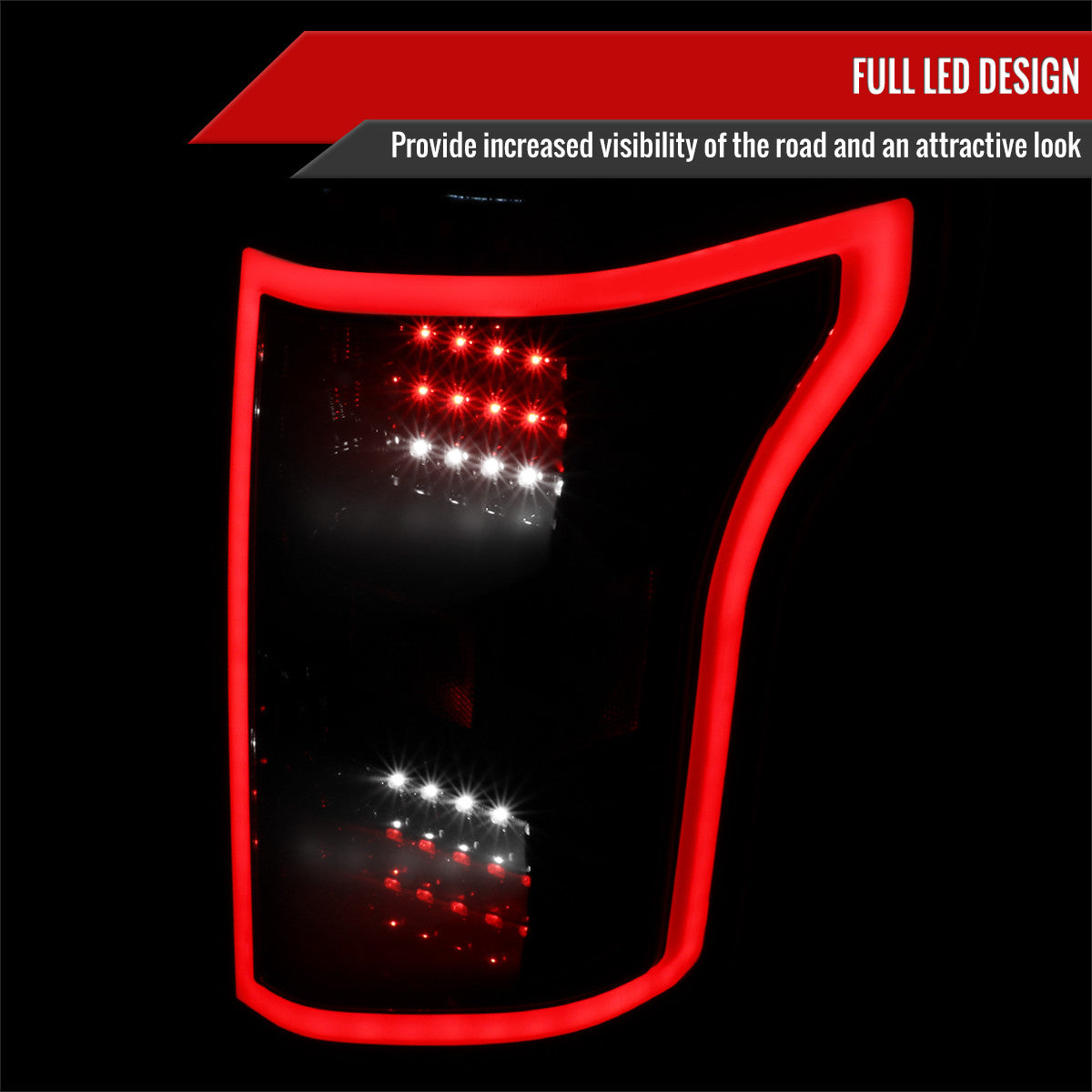 Spec-D Tuning - 2015-2017 Ford F-150 LED Tail Lights (Glossy Black Housing/Smoked Lens) - LT-F15015BBLED-TM
