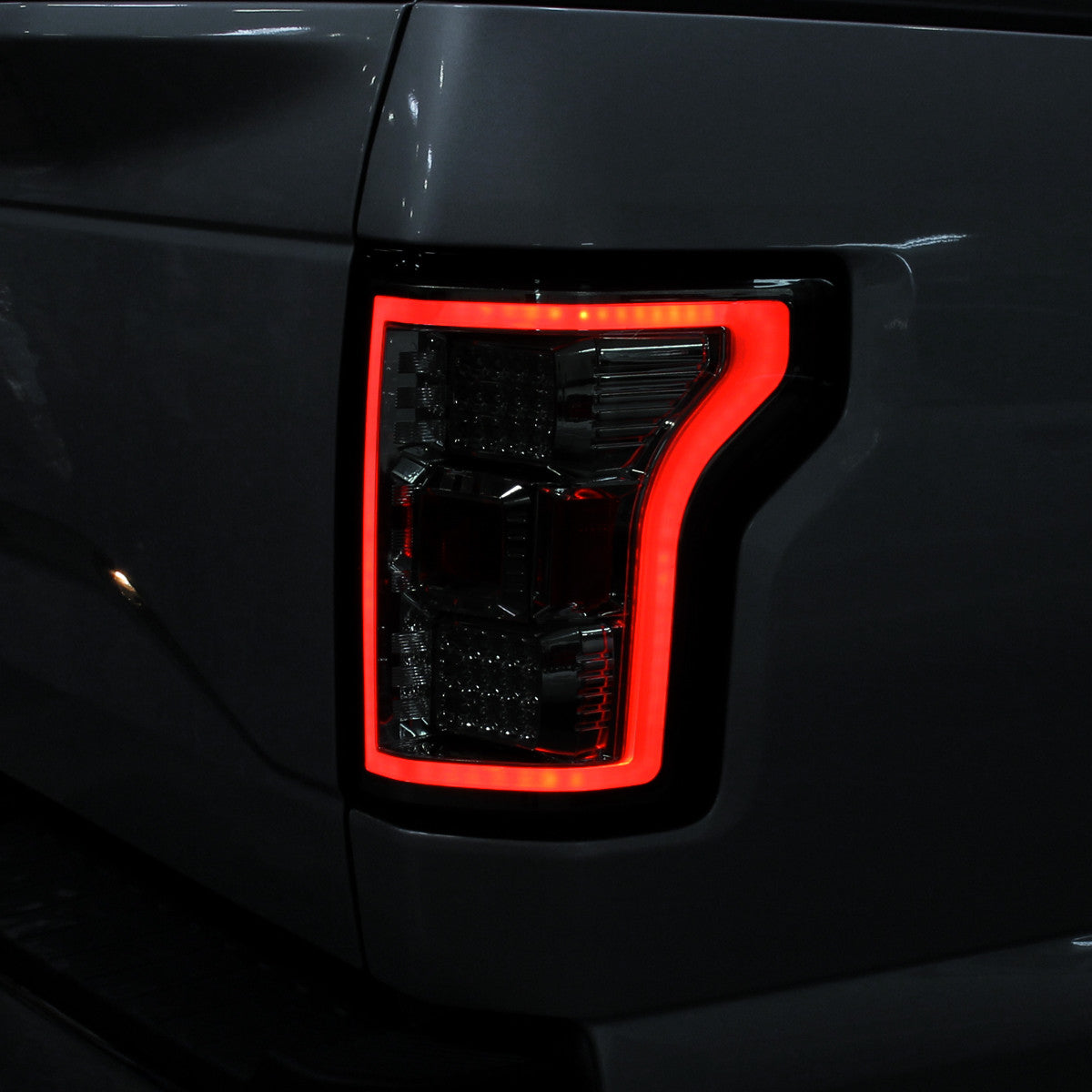 Spec-D Tuning - 2015-2017 Ford F-150 LED Tail Lights ( Chrome Housing/Smoked Lens) - LT-F15015GLED-TM
