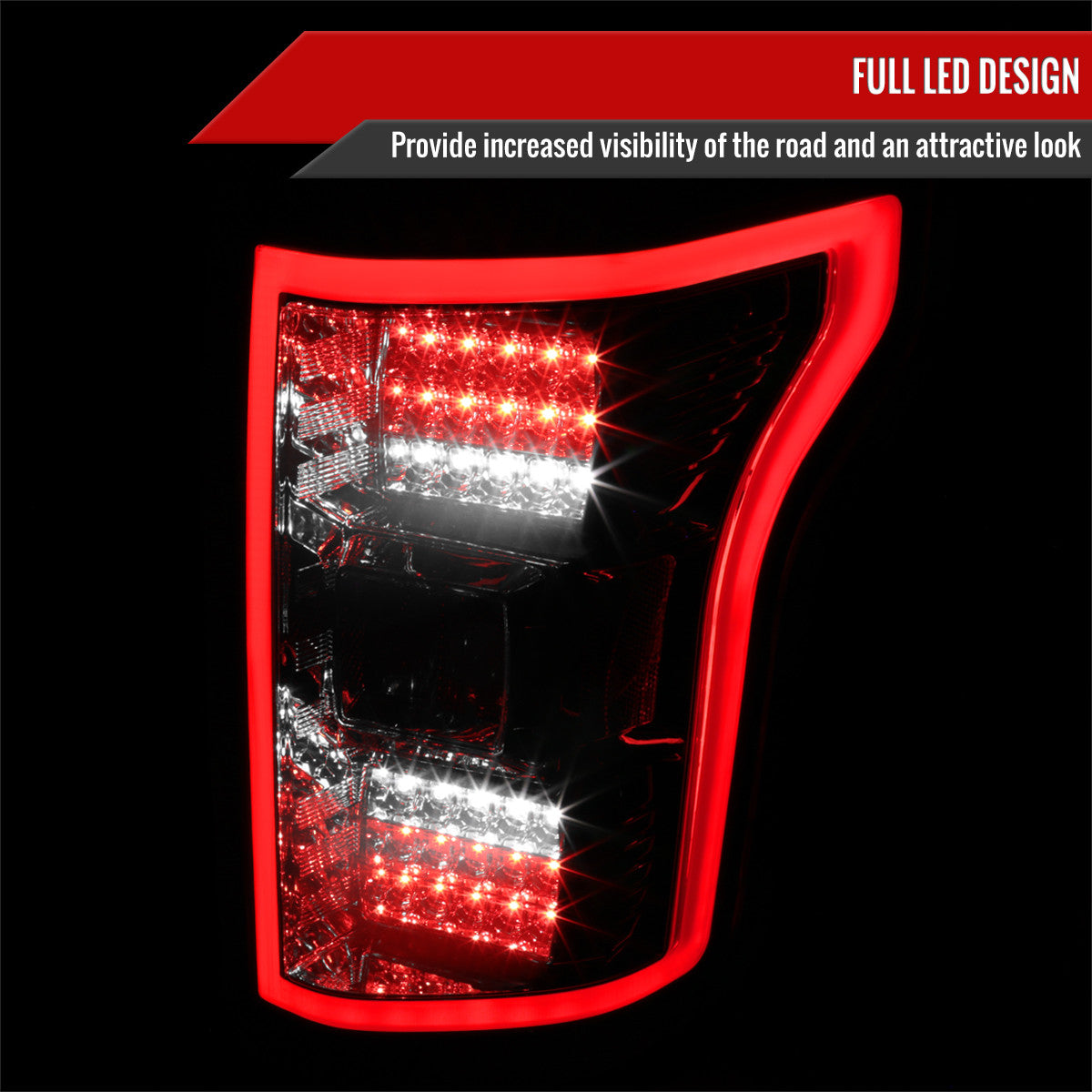 Spec-D Tuning - 2015-2017 Ford F-150 LED Tail Lights ( Chrome Housing/Smoked Lens) - LT-F15015GLED-TM