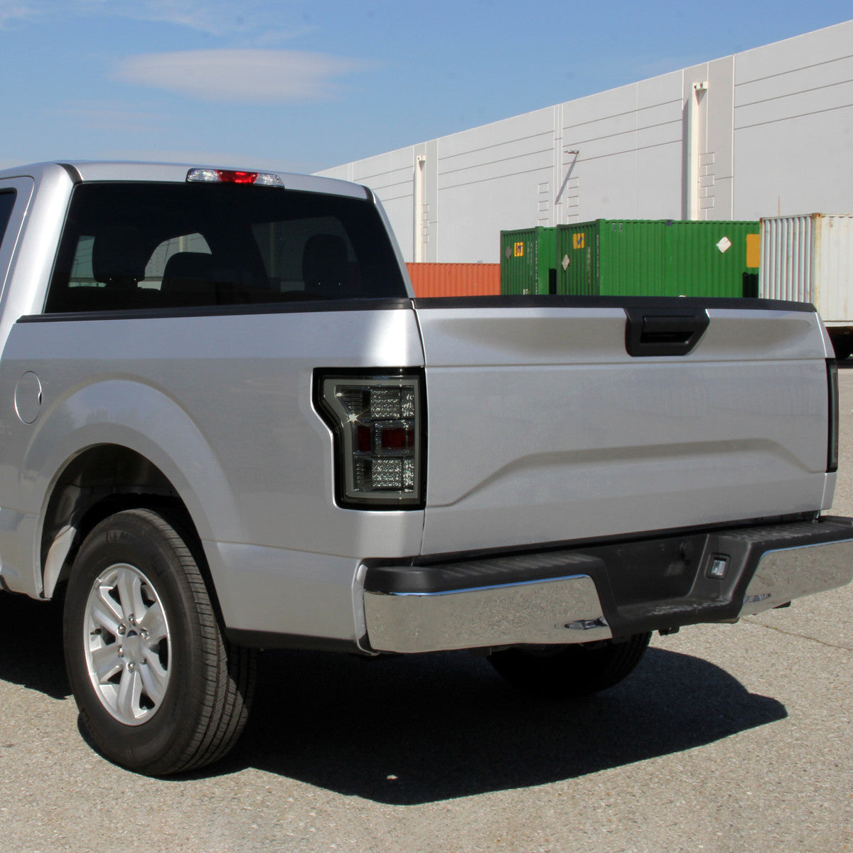 Spec-D Tuning - 2015-2017 Ford F-150 LED Tail Lights ( Chrome Housing/Smoked Lens) - LT-F15015GLED-TM