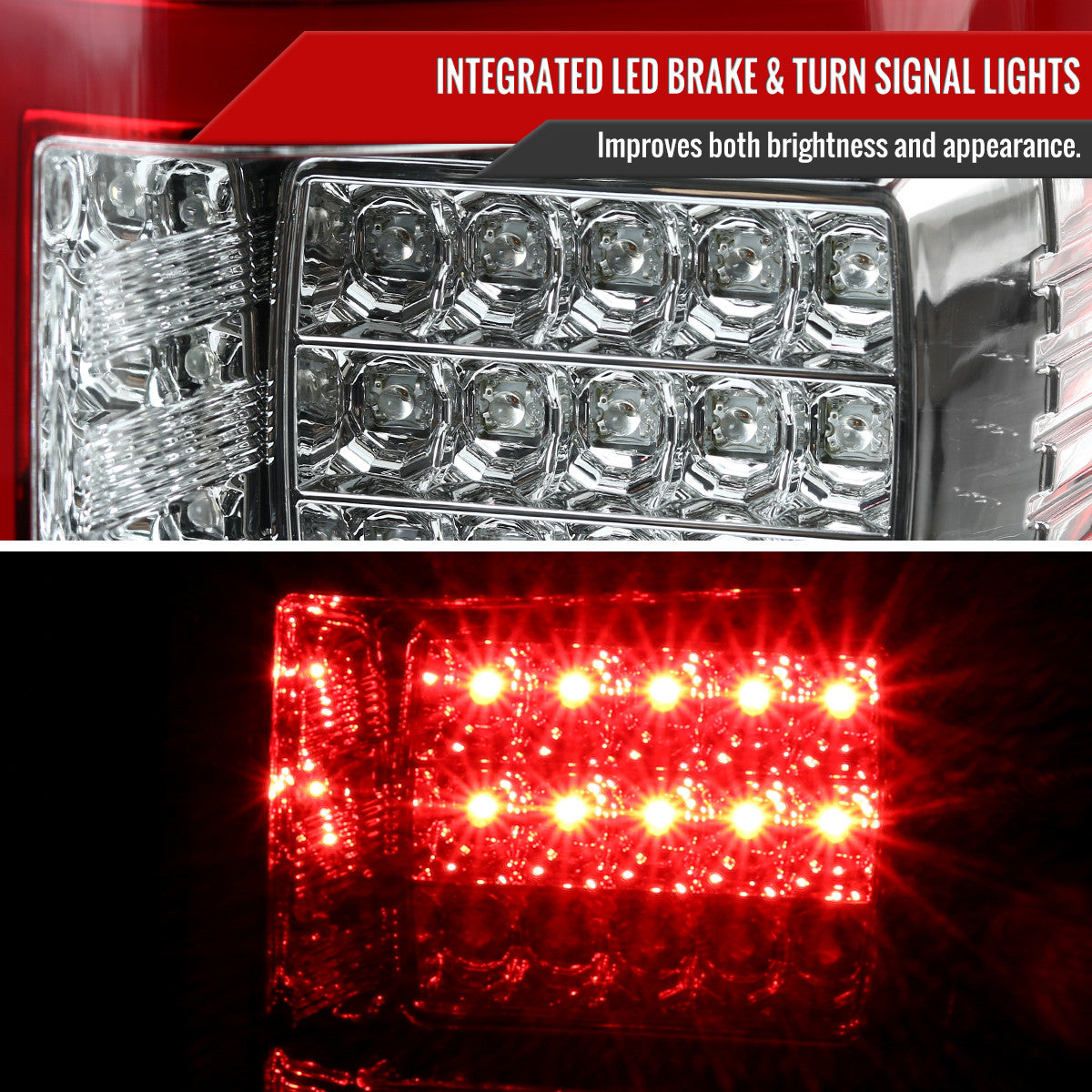 Spec-D Tuning - 2015-2017 Ford F-150 LED Tail Lights (Chrome Housing/Red Lens) - LT-F15015RLED-TM