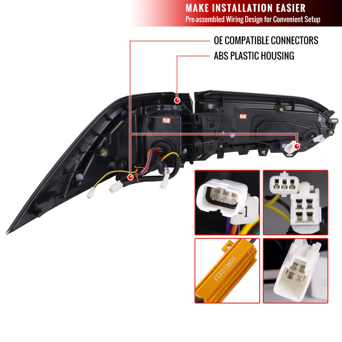 Spec-D Tuning - 2019-2024 Toyota RAV4 White LED Bar Sequential Signal Tail Lights (Matte Black Housing/Clear Lens) - LT-RAV419JMLED-SQ-TM