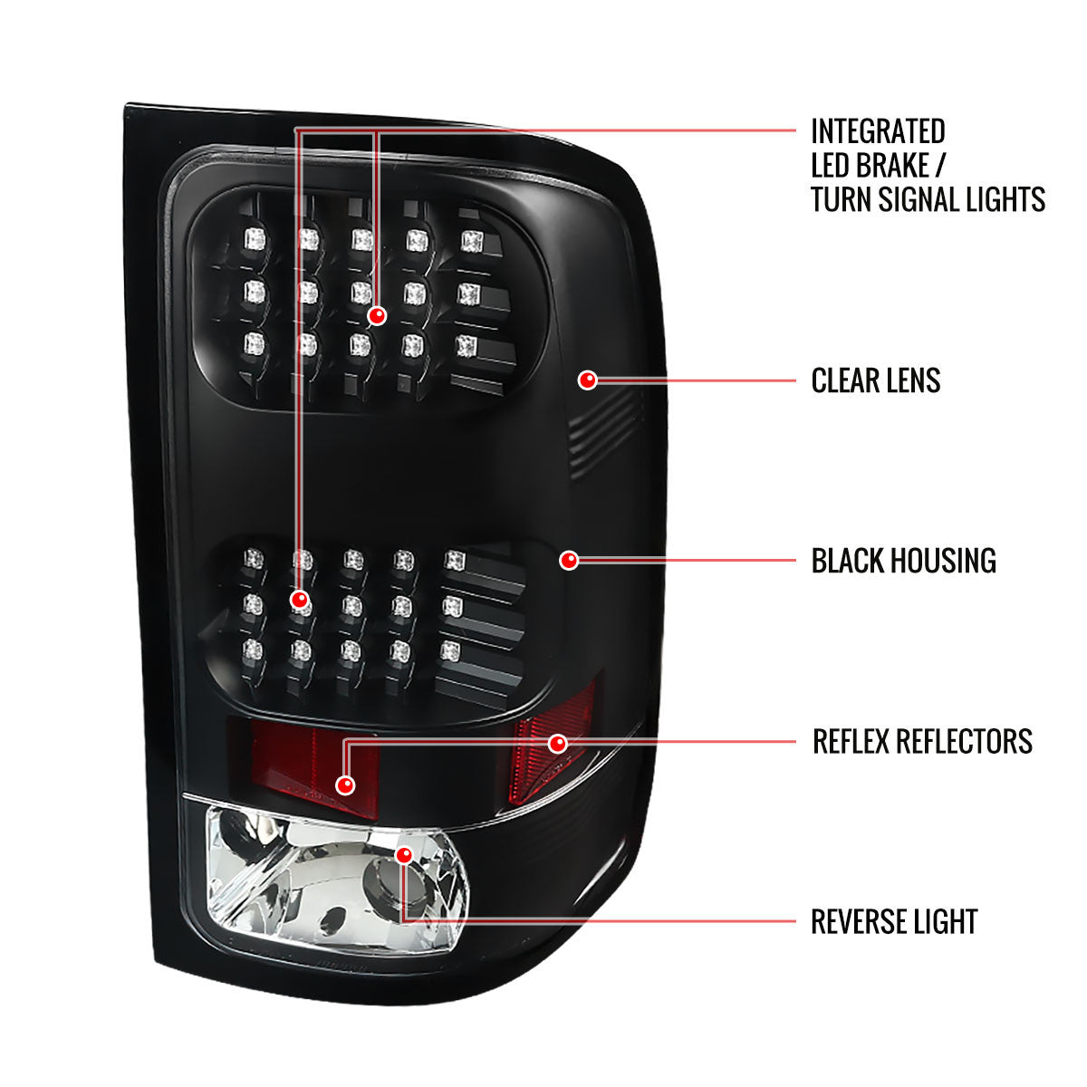 Spec-D Tuning - 2007-2013 GMC Sierra 1500 / 2007-2014 Sierra 2500HD 3500HD LED Tail Lights - V2 (Matte Black Housing/Clear Lens) - LT-SIE07JMLED-V2-TM