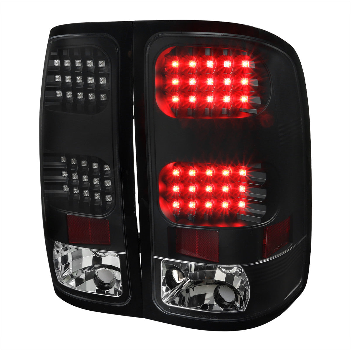 Spec-D Tuning - 2007-2013 GMC Sierra 1500 / 2007-2014 Sierra 2500HD 3500HD LED Tail Lights - V2 (Matte Black Housing/Clear Lens) - LT-SIE07JMLED-V2-TM