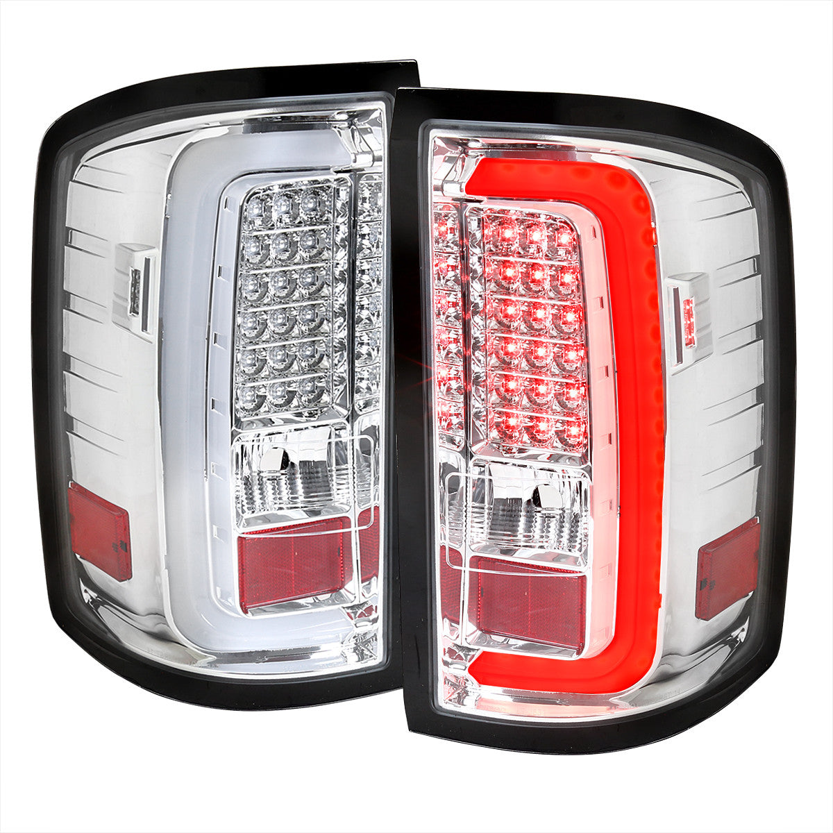 Spec-D Tuning - 2014-2018 GMC Sierra 1500/2500HD/3500HD LED Tail Lights (Chrome Housing/Clear Lens) - LT-SIE14CLED-TM