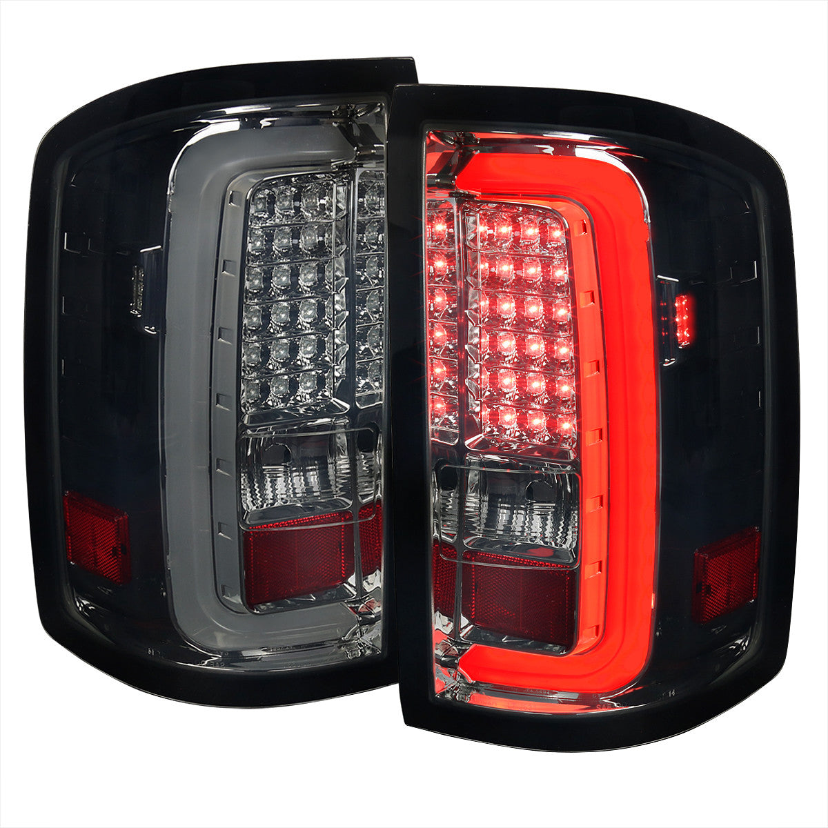 Spec-D Tuning - 2014-2018 GMC Sierra 1500/2500HD/3500HD LED Tail Lights (Chrome Housing/Smoked Lens) - LT-SIE14GLED-TM