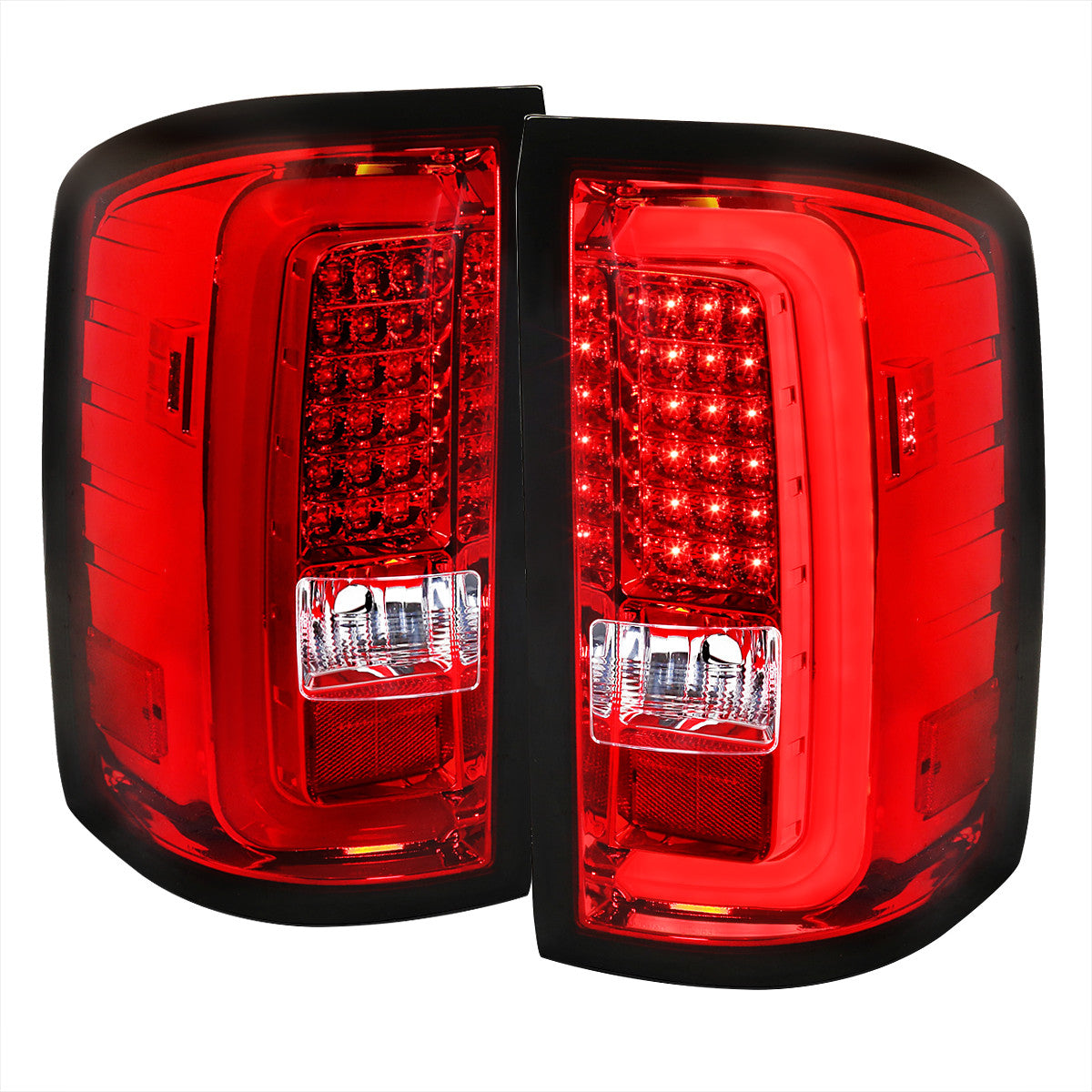Spec-D Tuning - 2014-2018 GMC Sierra 1500/2500HD/3500HD LED Tail Lights (Chrome Housing/Red Lens) - LT-SIE14RLED-TM