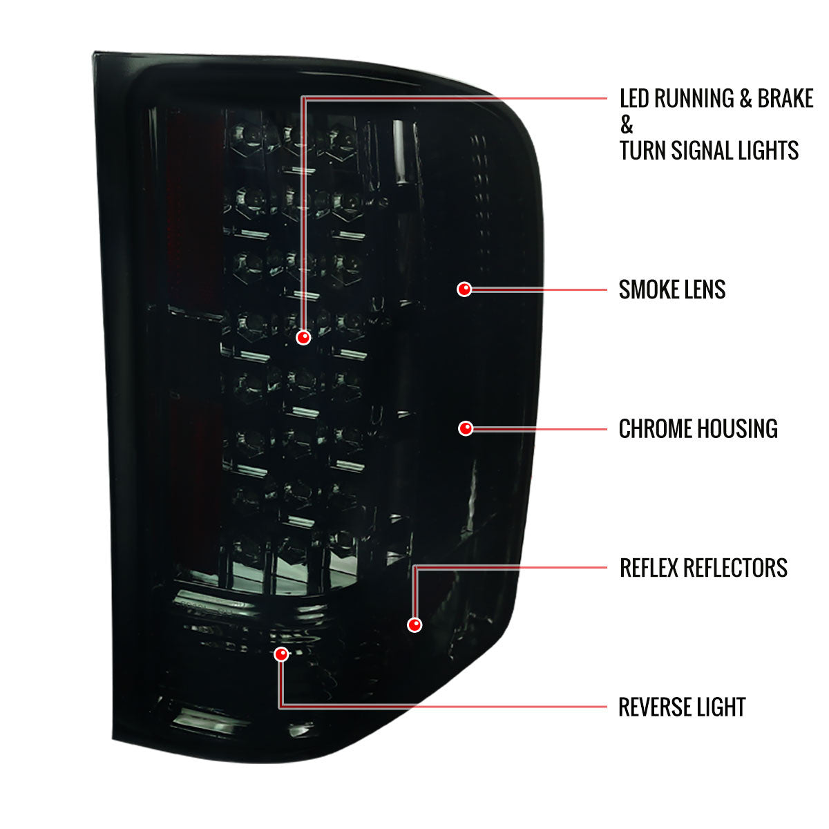 Spec-D Tuning - 2007-2014 Chevrolet Silverado LED Tail Lights - OZ (Chrome Housing/Smoked Lens) - LT-SIV07GLED-OZ