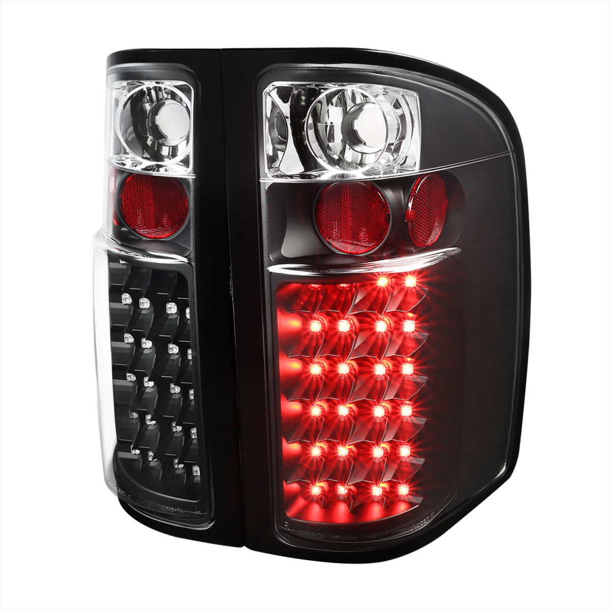 Spec-D Tuning - 2007-2014 Chevrolet Silverado V2 LED Tail Lights (Matte Black Housing/Clear Lens) - LT-SIV07JMLED-V2-TM