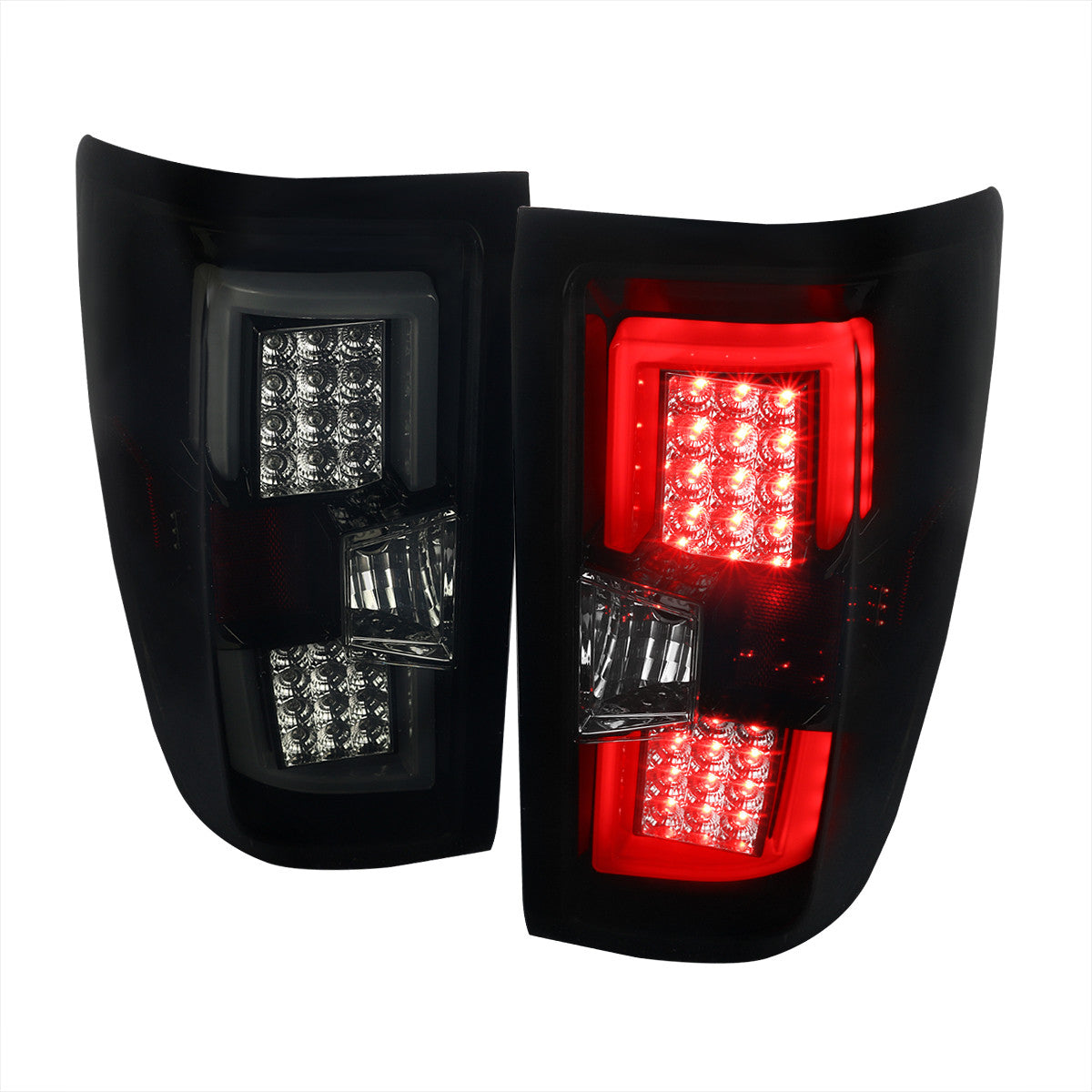 Spec-D Tuning - 2014-2019 Chevrolet Silverado 1500/ 2015-2019 Silverado 2500HD 3500HD GMC Sierra 3500HD LED Tail Lights (Glossy Black Housing/Smoked Lens) - LT-SIV14BBLED-TM