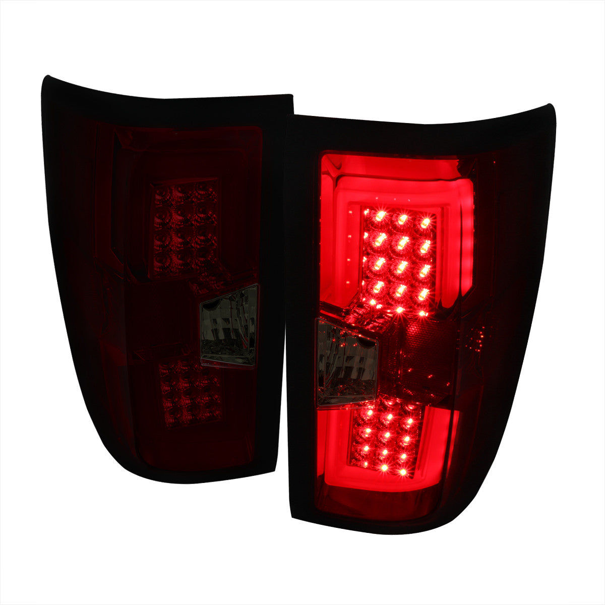 Spec-D Tuning - 2014-2019 Chevrolet Silverado 1500/ 2015-2019 Silverado 2500HD 3500HD GMC Sierra 3500HD LED Tail Lights (Chrome Housing/Red Smoked Lens) - LT-SIV14RGLED-TM