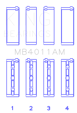King Engine Bearings Toyota 1Mzfe (Size +0.50mm) Main Bearing Set - MB4011AM0.5