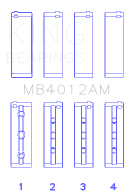 King Engine Bearings Toyota 5Vzfe (Size +0.25mm) Main Bearing Set - MB4012AM0.25