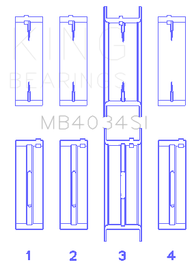 King Engine Bearings Ford 232 (Size +0.50mm) Main Bearing Set - MB4034SI0.5