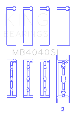 King Engine Bearings Chrysler 215 Ohv (Size +0.25mm) Main Bearing Set - MB4040SI0.25