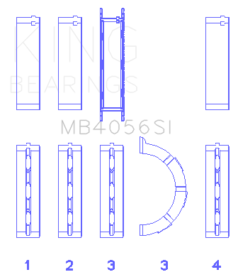 King Engine Bearings Ford 155 (Size +0.75mm) Main Bearing Set - MB4056SI0.75