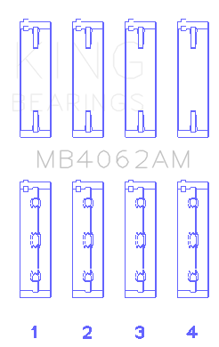 King Honda / Acura C32A1/C32A6/C35A1 Crankshaft Main Bearing Set (Set of 4) - MB4062AM