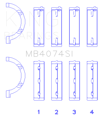 King Engine Bearings Chrysler 2.7L (Size +0.50mm) Main Bearing Set - MB4074SI0.5