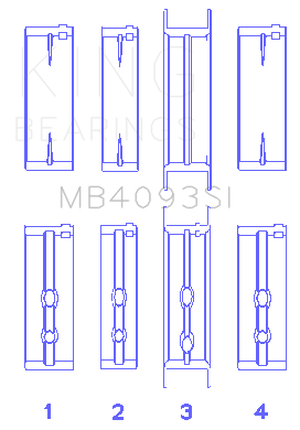 King Engine Bearings ChevrolET/Jeep 173Ci 2.8L (Size +0.50mm) Main Bearing Set - MB4093SI0.5