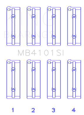 King Alpha Romeo AR 01928 / AR 06430 / AR 64102 / AR 64101 / AR 06120 / AR 01932 Main Bearing Set - MB4101SI
