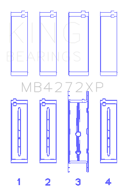 King Engine Bearings HolDEn Alloytec 175/190 (Size +0.25mm) Main Bearing Set - MB4272XP0.25