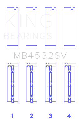 King Engine Bearings Mercedes Benz Om 642.822/36/910/20/30/70 (Size +0.25mm) Main Bearing Set - MB4532SV0.25