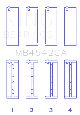 King Engine Bearings Nissan Vq20DE/Vq25Dd/Vq30DE/Dd/DET/Vq35DE (Size +0.25mm) Main Bearing Set - MB4542CA0.25