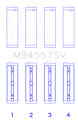 King Engine Bearings Mercedes Benz Om 642.822/36/910/20/30/70 O/S (Size +0.50mm) Main Bearing Set - MB4557SV0.5