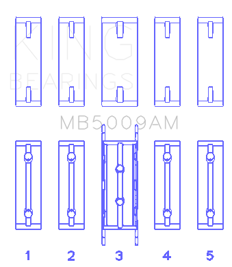 King Engine Bearings Ford Fiesta 1.25I (ZETec/Ecoboost 1.6) (Size +0.25mm) Main Bearing Set - MB5009AM0.25