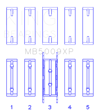 King Ford Fiesta 1.25I (Zetec/Ecoboost 1.6) (Size 0.26) Main Bearing Set - MB5009XP.026