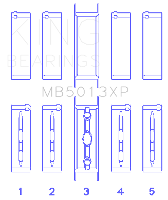King Chevy LS1 / LS6 / LS3 (Size 011) Performance Main Bearing Set - MB5013XP011