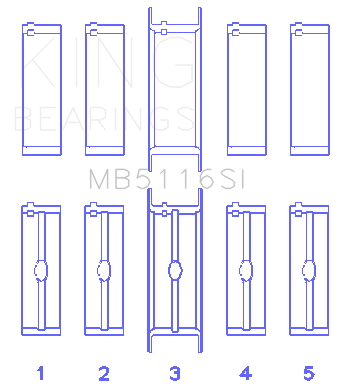 King Chrysler 426Ci/ 440Ci V8 OHV (Size .001) Main Bearing Set - MB5116SI001