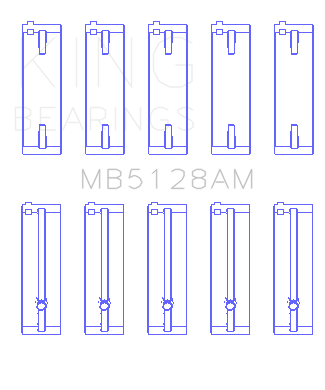 King Engine Bearings Isuzu 4Xe1/4Xf1/4Xc1T (Size +0.50mm) Main Bearing Set - MB5128AM0.5