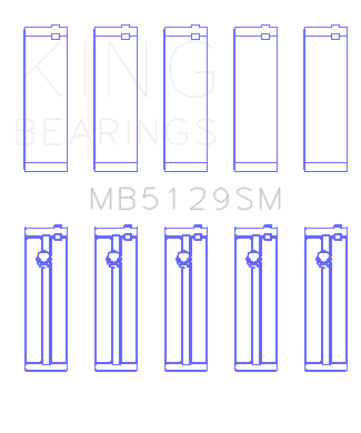 King Engine Bearings Land Rover 224Dt (Size +0.50mm) Main Bearing Set - MB5129SM0.5
