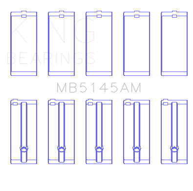 King Engine Bearings Toyota 2.4D L 2L (Size +0.50mm) Main Bearing Set - MB5145AM0.5