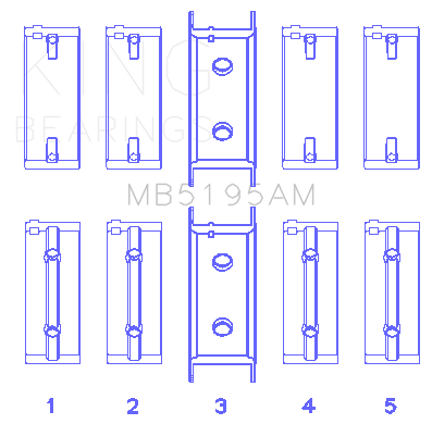 King Mitsubishi G25B / 4G54 / 4G53 Crankshaft Main Bearing Set - MB5195AM