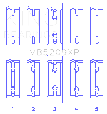 King Mitsubishi 4G63 / 4G64 EVO I-IV 1992 (Size .025mm) Performance Main Bearing Set - MB5209XP.026