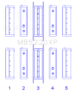 King Subaru WRX/STi EJ20 EJ22 EJ25 Flange #3 Position (Size .025) Performance Main Bearing Set - MB5220XP.026