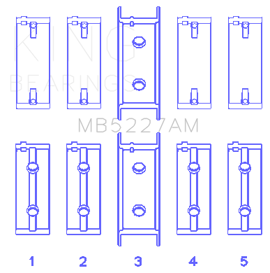King Engine Bearings Mitsubishi 4G63/4G63T (->92) (Size +0.75mm) Main Bearing Set - MB5227AM0.75